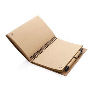 Cuaderno espiral de corcho con bolígrafo promocional